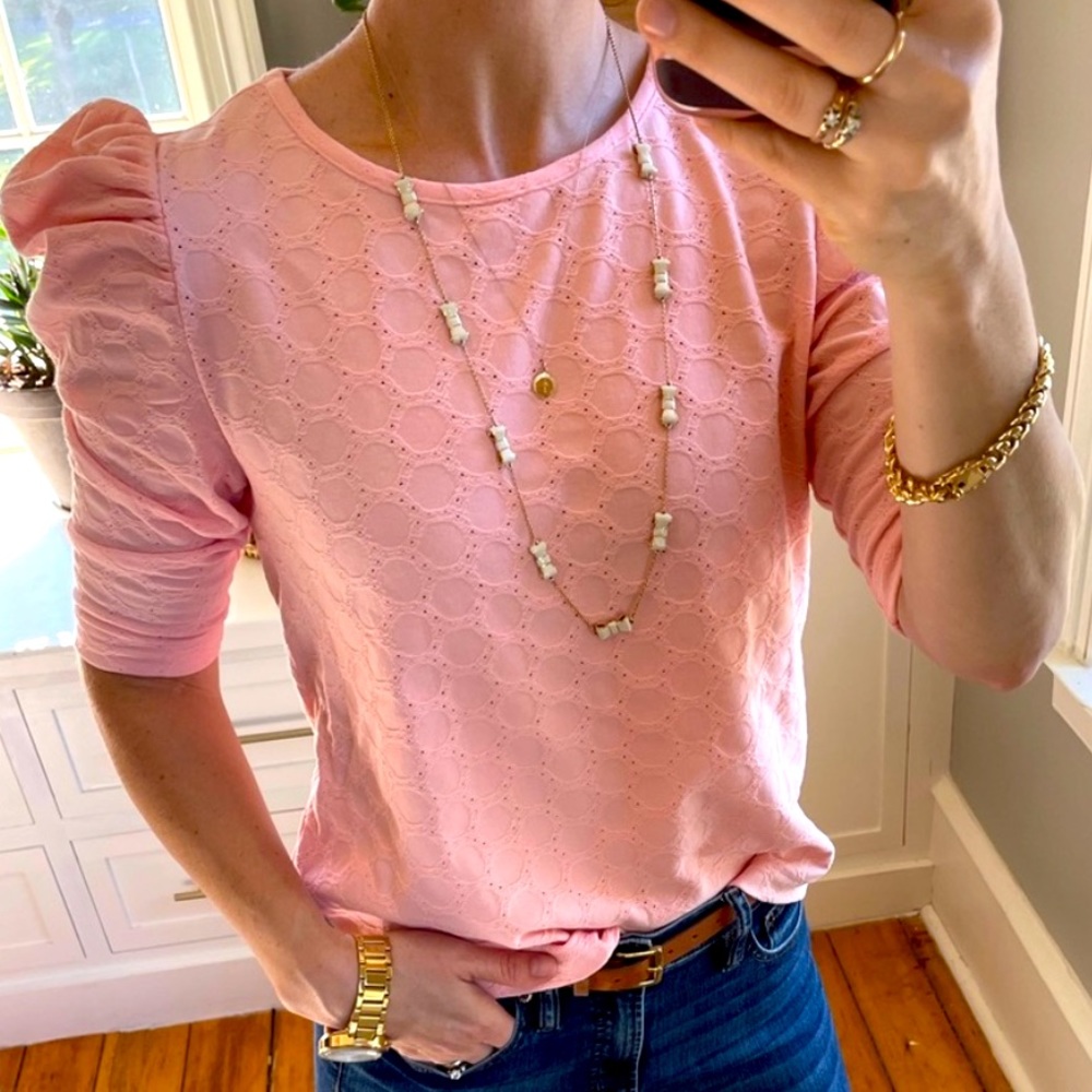 Women’s LOFT Puff Sleeve Top - NWT - Med - Pink